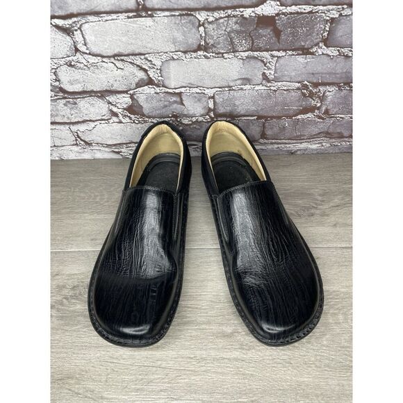 Alegria Oz Black Wave Leather Slip On Wedge Clogs Shoes Men Sz 47EU/13.5M US - Picture 2 of 16